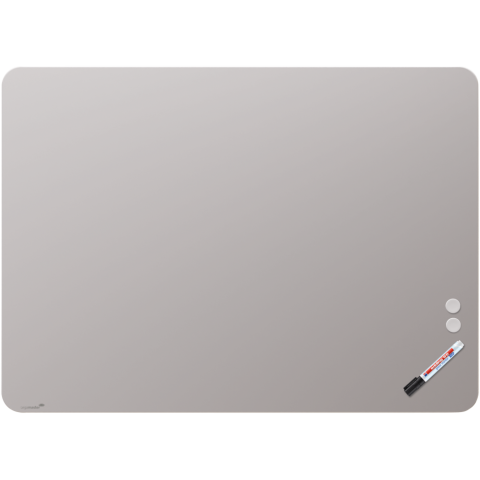 TABLEAU EN VERRE MAT 90X120CM - WARM GREY - COIN ARRONDI - LEGAMASTER