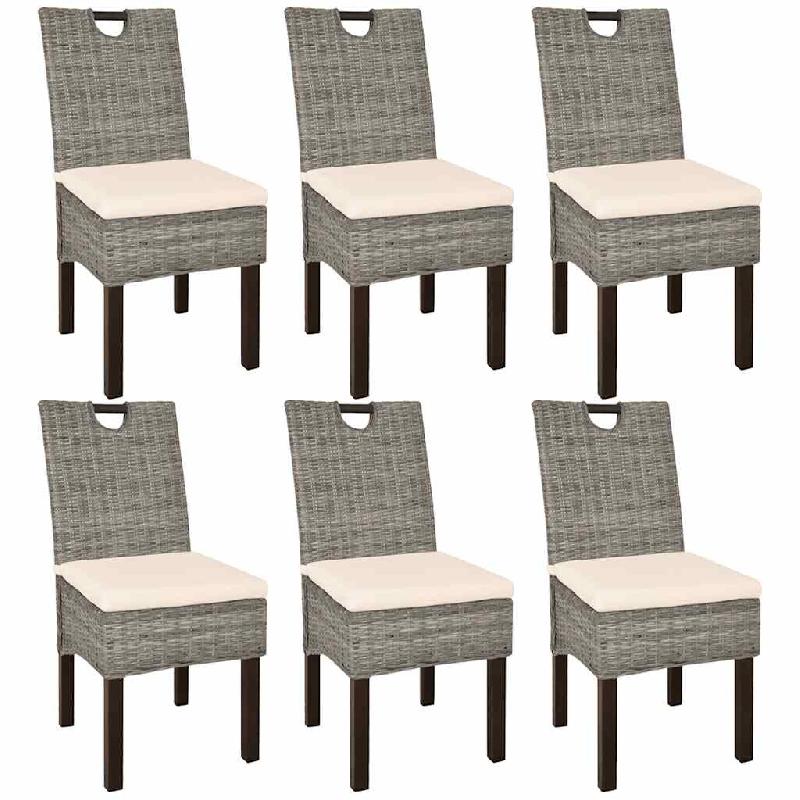 VidaXL Chaises à manger lot de 6 rotin Kubu bois de manguier Modèle Héritage Plus - 274363xl_0