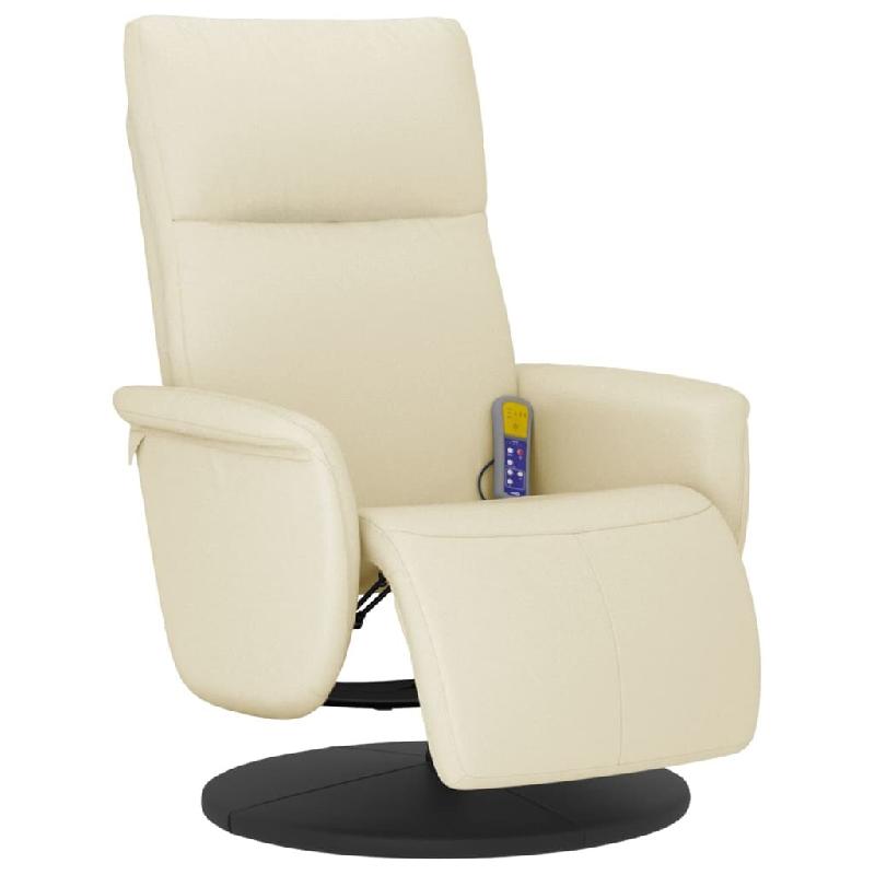VidaXL Fauteuil inclinable de massage et repose-pieds crème similicuir Modèle Mermontel - 356553_0