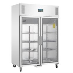 Vitrine réfrigérée positive deux portes GN 2/1 Série G | Polar - CW198 longueur 1340 mm - argenté inox CW198_0