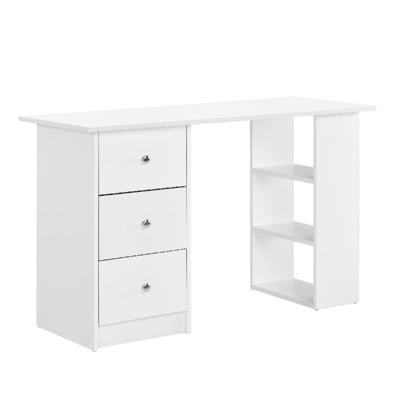 BUREAU TABLE SECRÉTAIRE POSTE DE TRAVAIL INFORMATIQUE PLAT DE BOIS MÉLAMINÉ BLANC 120 X 49 X 72 CM 03_0001179_0