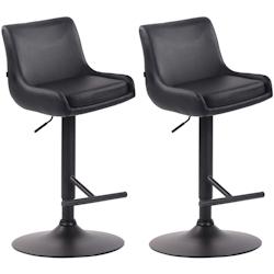 CLP Lot de 2 tabourets de Bar Club en Similicuir Noir - noir 318882_0