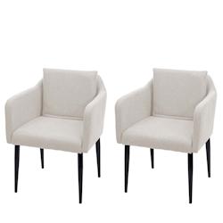Décoshop26 - Ensemble de 2 chaises de salle à manger en tissu/textile crème-beige pieds en métal 04_0002087 - beige 3000253758984_0