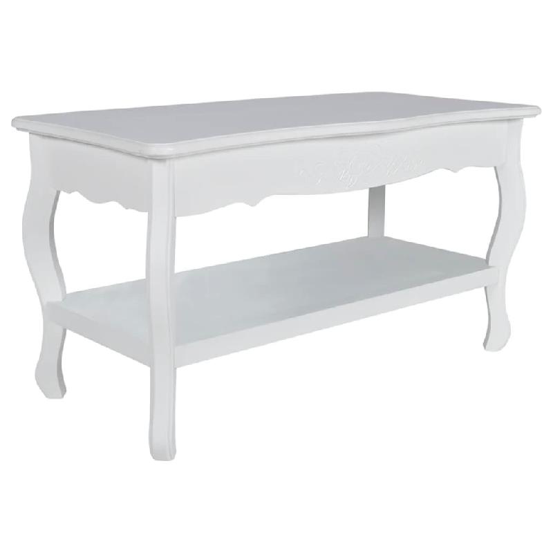 Décoshop26 - Table basse de salon design moderne 87,5 x 42 x 44 cm 2 étagères MDF blanc DEC037031 - blanc 3000263060046_0