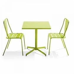 Oviala Business Ensemble table inclinable de terrasse et 2 chaises vert - Oviala - vert acier 109468_0