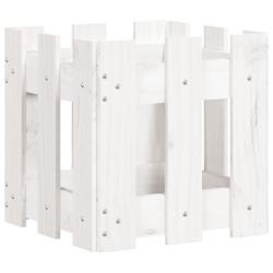 Helloshop26 - Jardinière bac lit surélevé plantes fleurs terrasse jardin avec design de clôture 30 x 30 x 30 cm pin massif blanc 02_0038091 - 3000_0