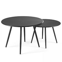 Oviala Business Lot de 2 tables basses ronde en acier anthracite - gris acier 105837_0