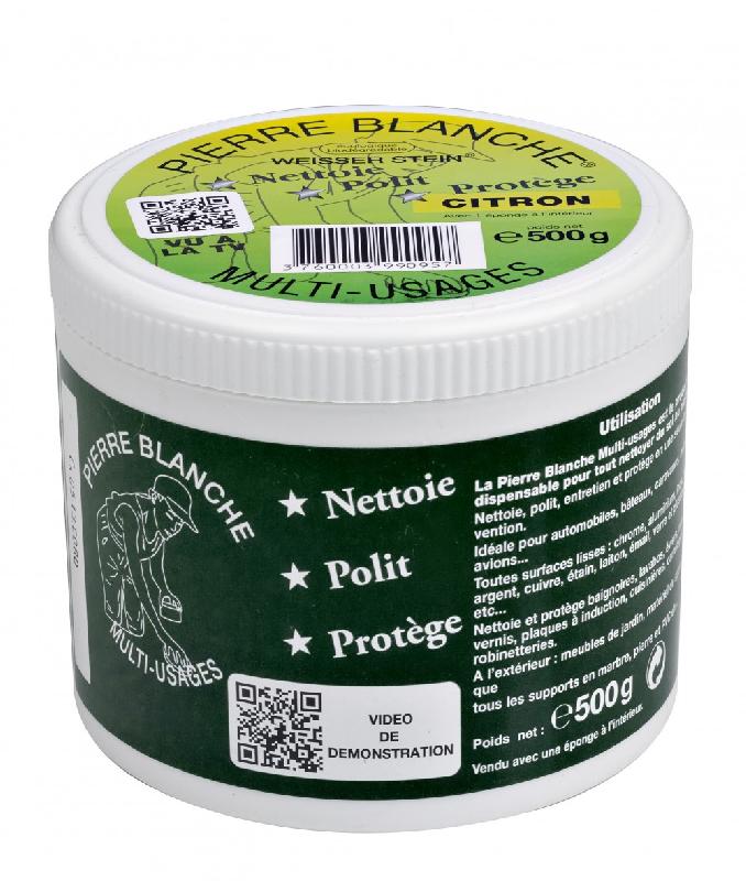 Pierre blanche 0,5 kg - nettoyant multi-surfaces biodégradable parfum citron avec éponge_0