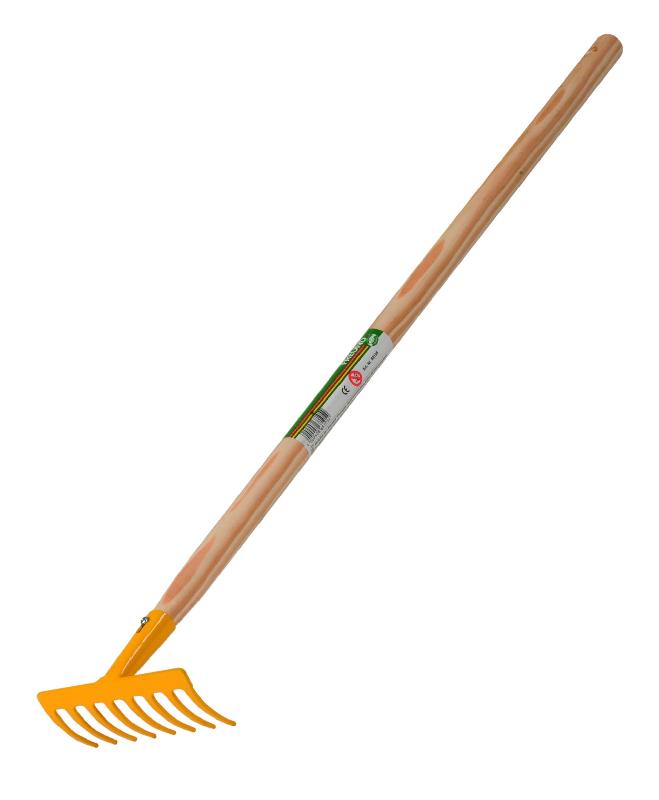 Râteau métallique enfant - 8 dents - largeur 17 cm - manche bois 75 cm - Réf. 109804_0
