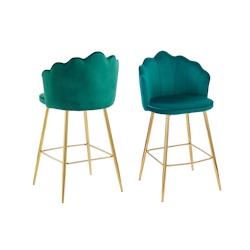 SalesFever Tabouret de bar design | Ensemble de 2 | Velours | L 52 x P 54 x H 100 cm | Vert - vert multi-matériau 396377_0