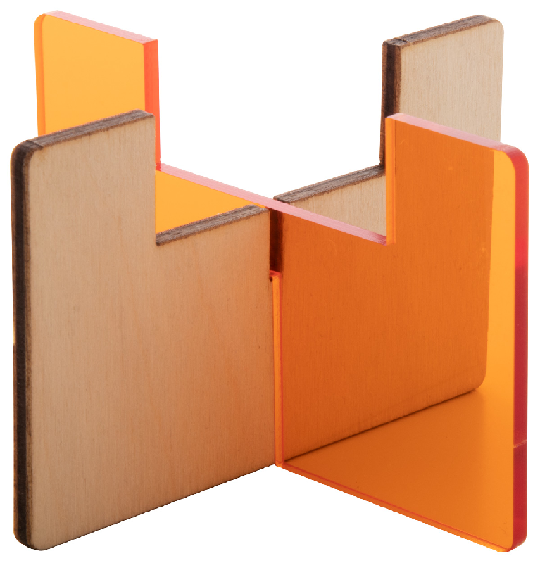 Support pour bougie en contreplaqué de bouleau et acrylique transparent - couleur orange_0