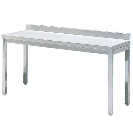 Table inox de travail sans étagère, avec dosseret, 1100x700 mm - STLTA70110_0
