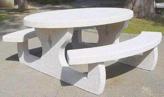 Table pique-nique en béton armé pour aménagement urbain Languedoc - ovale, 6-8 personnes_0