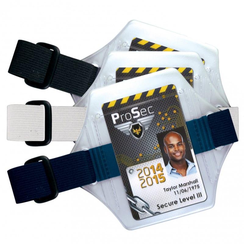 Brassard porte-badge en PVC épais - élastique réglable - lot de 10 - format 86x54 mm_0