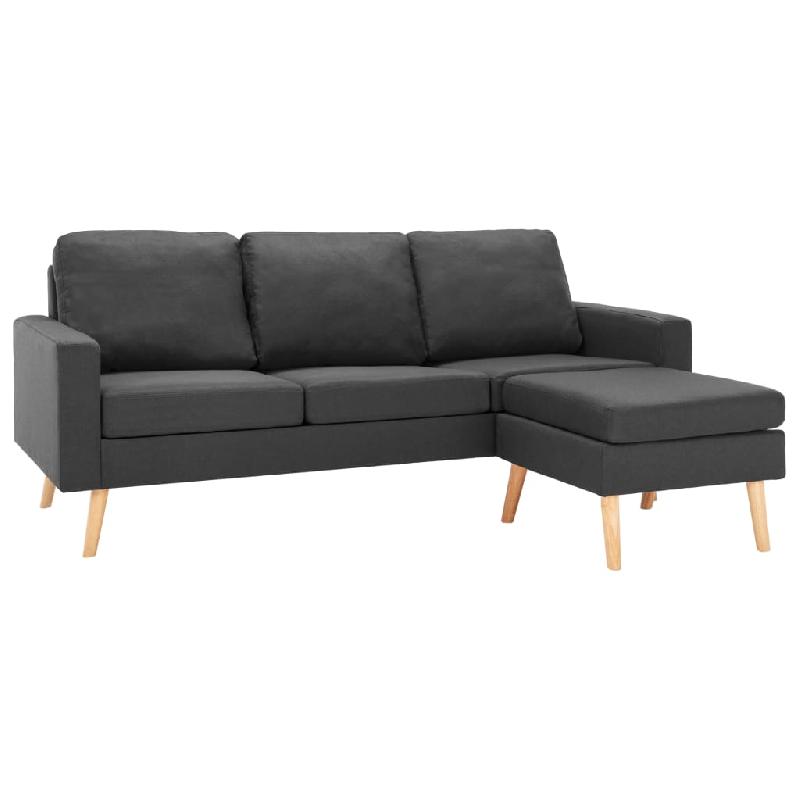 Canapé-lit 3 places convertible - Lit d'invité pliable avec repose-pied en tissu gris foncé - 02_0019429_0