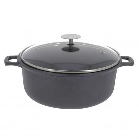 Coquelle Choc Extrême De Buyer - Fonte d'aluminium, anti-adhésive, compatible induction avec couvercle en verre_0
