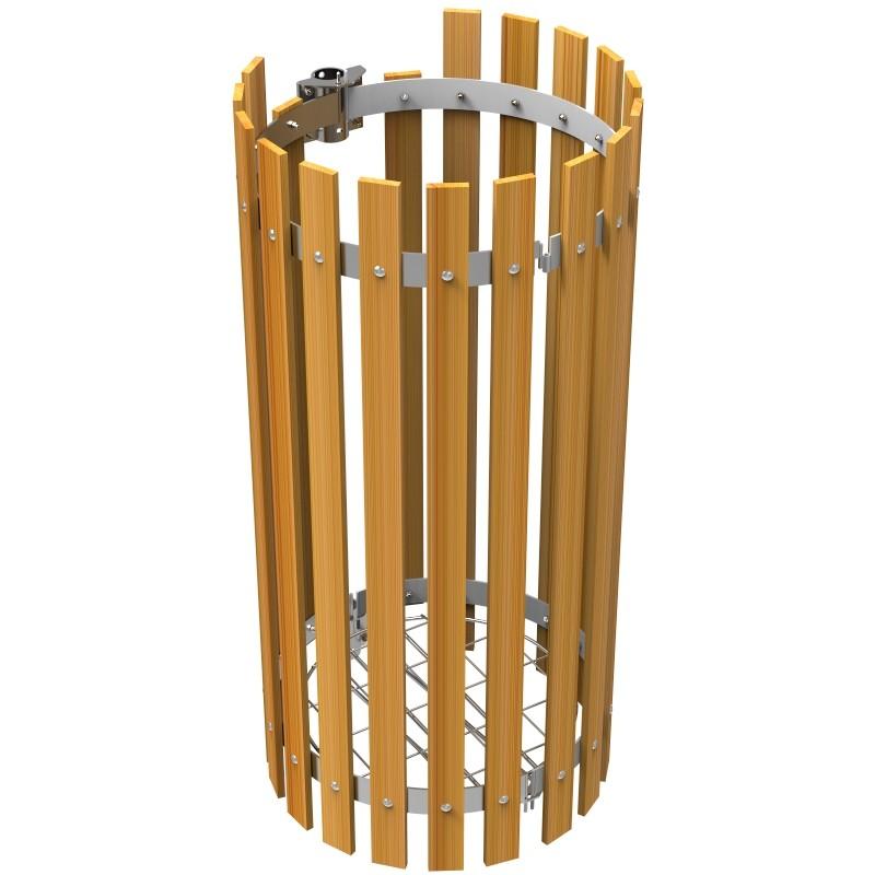 Corbeille Collecbois - Entourage en bois et galva - Dimensions L49.3 x l45.4 x H95.7 cm - Pin traité classe IV & acier galvanisé_0