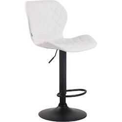 Décoshop26 - Tabouret de bar x1 avec coutures décoratives en forme de losanges en PVC blanc et métal noir 10_0004649 - blanc 3000252213729_0