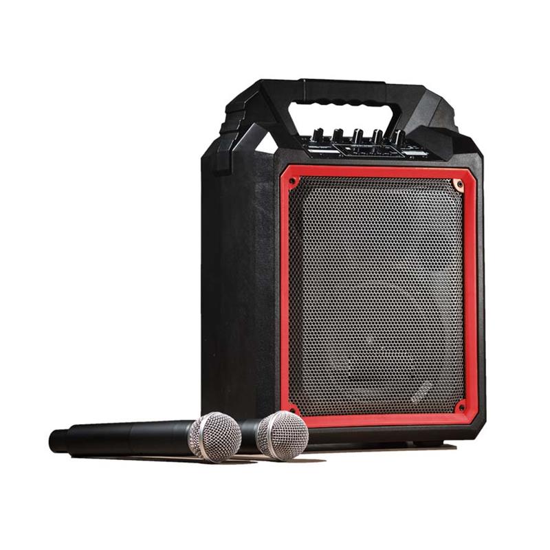 Enceinte active autonome Bluetooth 2 Micros UHF 100 Watts - RUNNER10R - Lecteur USB/SD/MP3, Batterie intégrée_0