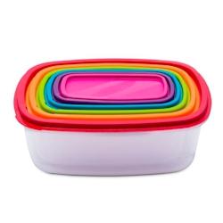 FIVE Set de 6 couvercles rectangulaires empilables avec couvercles multicolores - multicolore plastique polypropylène JJ1336_0