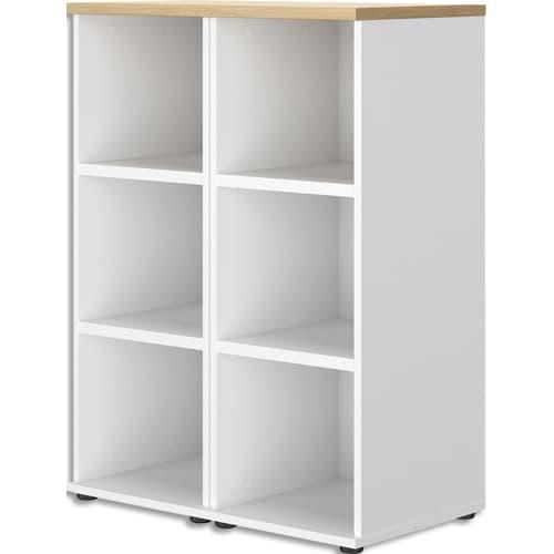 Gautier office structure colonne basse l40x2 6 niches 4 étagères,chêne structuré corps blanc_0