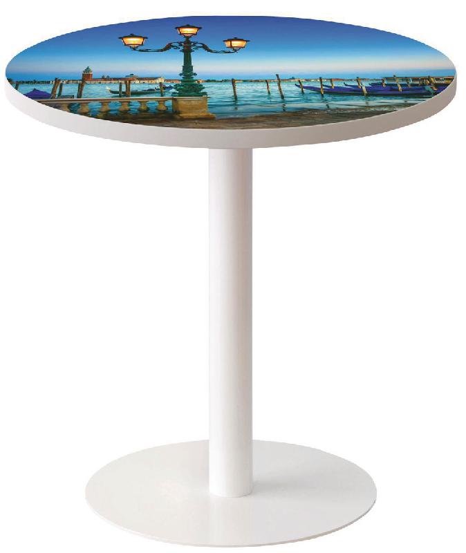 GUÉRIDON BAS EASY OFFICE PIED MÉTAL Ø 60 CM PLATEAU COLORIS DÉCOR LAGUNE - MANUTAN COLLECTIVITÉS