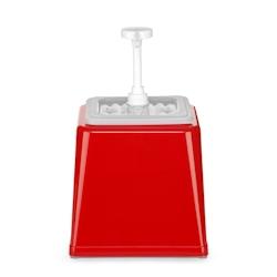 Hendi Distributeur de sauces à pompe 2,5 litres rouge avec récipient en plastique - 203521_0