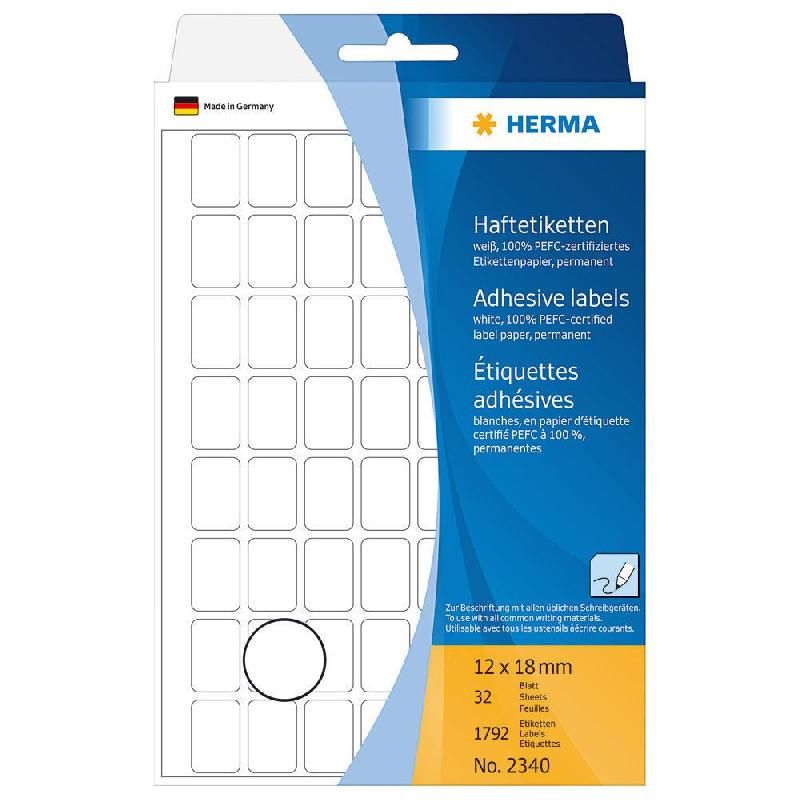 HERMA ETIQUETTES UNIVERSELLES HERMA - COLORIS : BLANC -  12 X 18 - ETUI DE 1792 ÉTIQUETTES