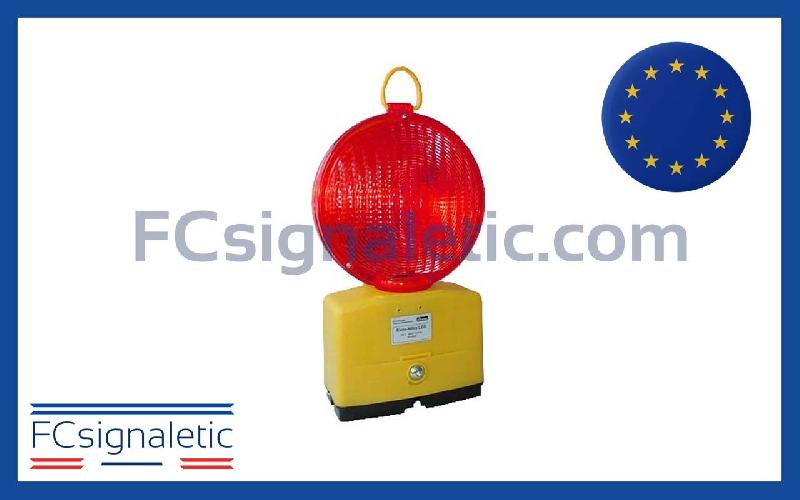 Lampe de chantier EURO-NITRA à LED, feu fixe/clignotant, double face rouge avec fixation NISSEN_0