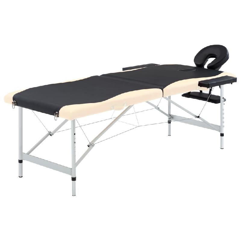 OK TABLE DE MASSAGE PLIABLE 2 ZONES INOX NOIR ET BEIGE 02_0001806_0