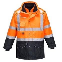Portwest - Parka de travail 7 en 1 TRAFFIC CONTRAST HV Orange / Bleu Marine Taille L - L orange polyester 5036108249268_0