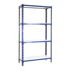 PROREGAL Étagère pour charges lourdes MID METAL SHARK | HxLxP 150x110x30cm | Charge du compartiment 200kg | Bleu et blanc - gris métal PR_RS138-103_0
