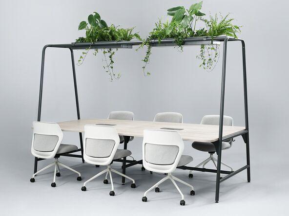 Table de travail Orbe moderne - 240/280 x 140 cm - avec jardinière, support écran, tableau blanc et porte-accessoires_0