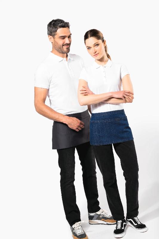 Tablier de travail court en coton - Denim vieilli - Réf: K886 - Kariban - 5 poches_0
