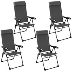 TecTake GmbH tectake Chaise de camping pliable MÜRITZ en aluminium avec appui-tête  gris anthracite - 405589 - gris acier 405589_0