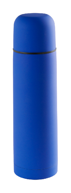 Thermos en acier inoxydable - finition caoutchoutée - 500 ml - livré avec boîte papier - couleur bleue_0