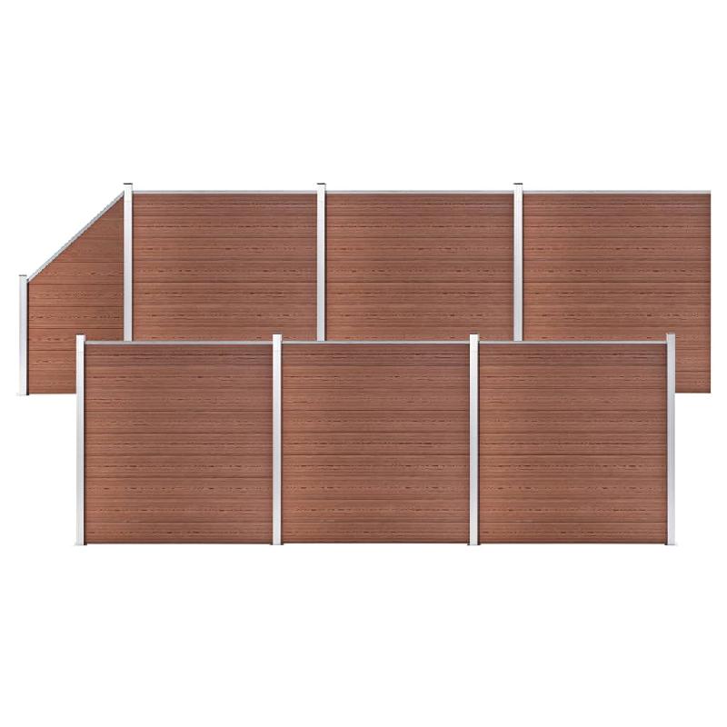 Vidaxl ensemble de clôture wpc 6 carré + 1 incliné 1138x186 cm marron 3053220_0