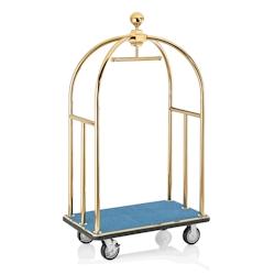 WAS Germany - Chariot à bagages, 112 x 61 x 186 cm, doré, tapis bleu, acier inoxydable (2242001) - bleu inox 2242 001_0