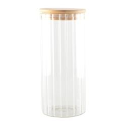 Aulica Pot De Rangement En Verre Et Couvercle En Bois 9X9X20Cm - 144501_0