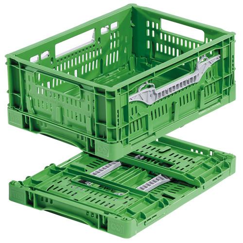 Bac plastique pliable ajouré vert 400 x 300 x 160 mm - Réf : BAC159BP4316000_0