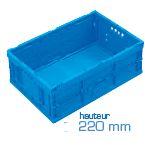 Bac pliable Bac147BP6422000 - 44L - Poignées ouvertes - Couleur bleu - Dimensions 570x370x210 mm_0