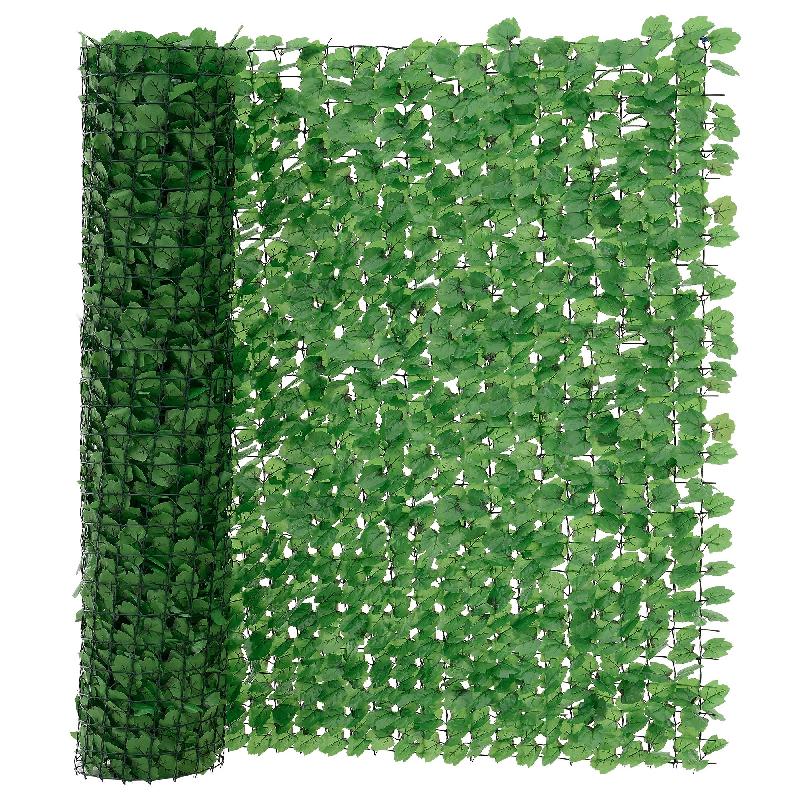 CLÔTURE AVEC FEUILLES BRISE VUE BRISE VENTE POLYESTER PLASTIQUE FIL DE FER 300 X 150 CM VERT 03_0001444_0