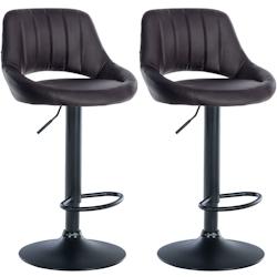 CLP Lot de 2 tabourets de bar Milet similicuir Marron/Métal noir mat - marron polyester 324562_0