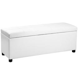 Décoshop26 - Banquette coffre avec espace de rangement synthétique blanc 119x38x45cm 03_0001628 - blanc 3000209999782_0