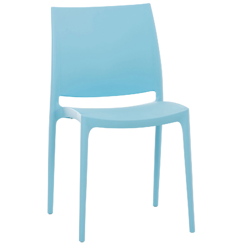 Décoshop26 - Chaise de jardin en plastique bleu design simple empilable 10_0000869 - bleu 3000727769607_0