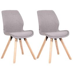 Décoshop26 - Lot de 2 chaises de salle à manger en tissu gris style scandinave pieds bois CDS101131 - gris 3002464032693_0