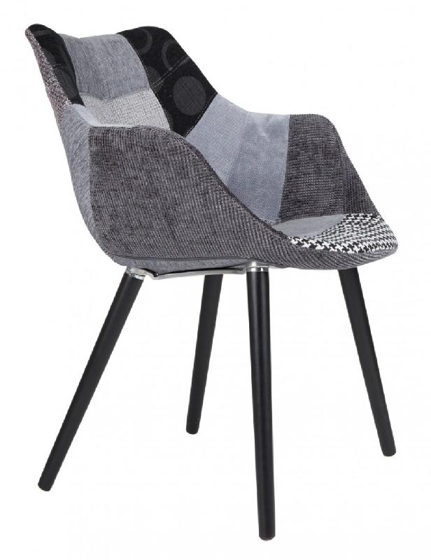 ZUIVER FAUTEUIL  TWELVE PATCHWORK GRIS ET NOIR._0