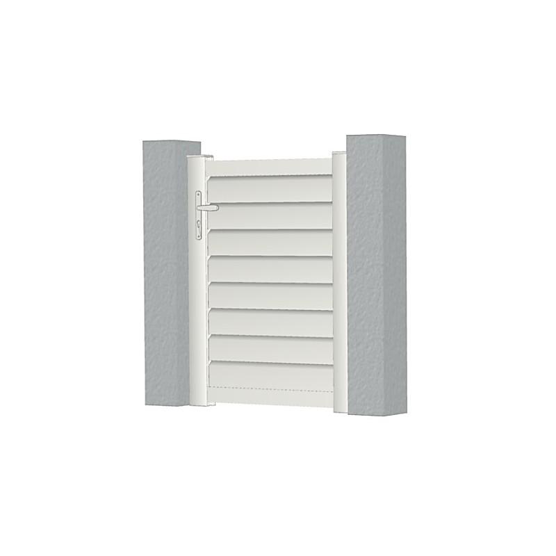 Portillon ajouré Lorraine - PVC - droit - blanc - lames horizontales biaisées_0
