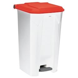 UTILO - Poubelle de tri à pédale 100L blanc/rouge - 54083 - ROSSIGNOL - rouge plastique 54083_0