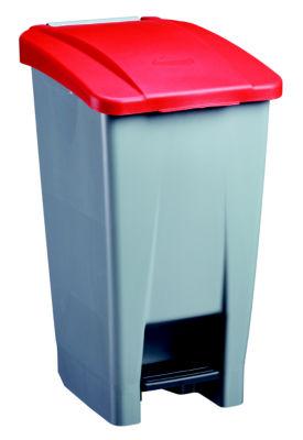 Poubelle mobile à pédale plastique recyclé - 60l - mobily green - gris/rouge_0